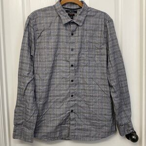 Marc Anthony Men's Slim Fit Flannel Cotton Button Down Shirt Gray Size Large